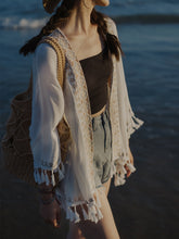 Load image into Gallery viewer, Ethnic Style Embroidery Bohemian Tassel Cardigan, Elegant and Super Immortal Sun Protection Shirt, Beach Outerwear, Loose and Thin Jacket
