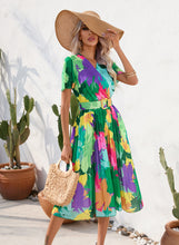 Load image into Gallery viewer, Summer floral print pressed short-sleeved dress
