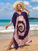 Load image into Gallery viewer, Hot Cotton Watermark Printed Beach Cover Up Robe Style Beach Vacation Sun Protection Bikini Cover Up
