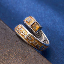 Load image into Gallery viewer, Six Characters Mantra Enamel Yellow God of Wealth Imitation Sterling Silver Ring Men&#39;s and Women&#39;s Tibetan Retro Ethnic Style
