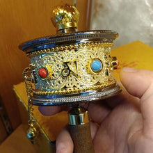 Load image into Gallery viewer, 6 CM Hand-cranked Prayer Wheel Tibetan Pure Brass Hand-held Gold Barrel Six-character Mantra Household Tibetan Hand Prayer Wheel
