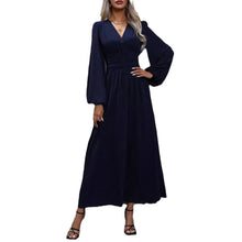 Load image into Gallery viewer, Autumn and Winter New Women&#39;s Lantern Sleeves with High Split Ends Dress
