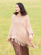 Load image into Gallery viewer, Summer Solid Color Hooded Shawl Women&#39;s Knitting Outside with Spring and Autumn Travel Tassel Pullover Hooded Cape Shawl
