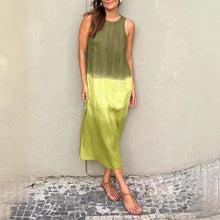 Load image into Gallery viewer, Women&#39;s Clothing Europe and The United States Summer Women&#39;s Casual Cotton and Linen Sleeveless Slit Gradual Change Dress
