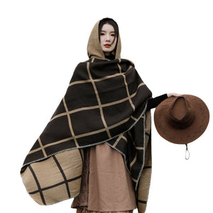 Hooded Cloak Shawl Coffee Premium Tibet Scarf