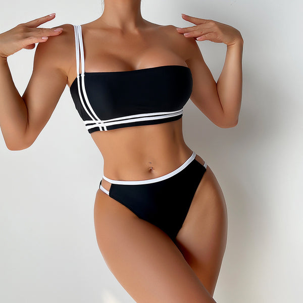 One Shoulder Sexy Split Swimwear Women's Bikini Beach Sexy Cross border Bikini Swimwear