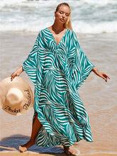 Load image into Gallery viewer, Printed Chest Knitted Beach Cover Up Loose Oversized Vacation Sun Protection Shirt Bikini Cover Up
