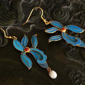 Cloisonne Imitation Diancui Classic New Simple Style Antique Earrings