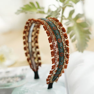 New Bohemian Ethnic Style Embroidered Flower Hair Hoops, Headband Hair Accessories