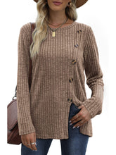 Load image into Gallery viewer, Button Up T-shirt for Women's New Fashion Autumn Casual Solid Color Long Sleeved T-shirt for Women
