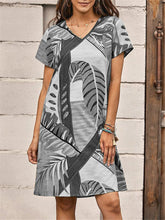 Load image into Gallery viewer, Womenswear print casual short sleeve V-neck dress
