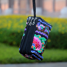 Load image into Gallery viewer, Ethnic Bag Fashion Fabric Coin Purse Embroidered Multi-layer Zipper Bag Clutch Bag
