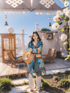 Ethnic Style Knitted Sweater Jacket Top Women's Autumn Fringed Warm Thickened Loose Medium and Long Cardigan
