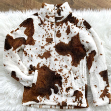 Load image into Gallery viewer, New Autumn and Winter Leisure Fashion Plush Coat Female Cow Printed Zipper Sweater
