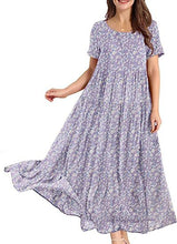 Load image into Gallery viewer, Summer Beach Medium and Long Dress Comfortable Pleated Dress Casual Loose Floral Dress
