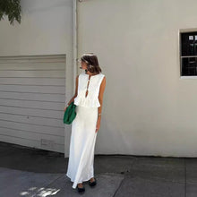 Load image into Gallery viewer, 6 Colors Breathable Cotton and Linen Pleated Sleeveless Straps, Women's Shirts, High Street Long Skirts.
