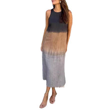 Load image into Gallery viewer, Women&#39;s Clothing Europe and The United States Summer Women&#39;s Casual Cotton and Linen Sleeveless Slit Gradual Change Dress

