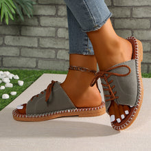 Load image into Gallery viewer, Large Size Beef Tendon Sole Cross Strap One-word Strap Cool Slippers Summer Beach Women&#39;s Shoes Sandal
