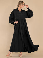 Load image into Gallery viewer, Autumn and Winter New Product Long Solid Color Dress Button Long Dress Loose Oversized Swing Skirt
