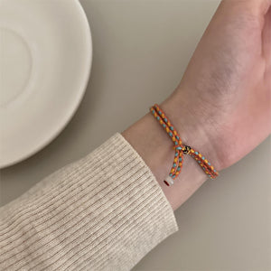 Silver Little Persimmon Bracelet Female Retro Ethnic Minority Design Handwoven Wisdom Success Handrope Bracelet