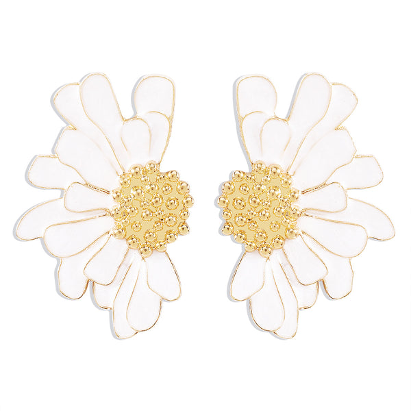 Vintage alloy floral stud earrings women's temperament textured floral earrings