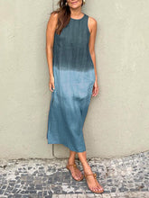 Load image into Gallery viewer, Women&#39;s Clothing Europe and The United States Summer Women&#39;s Casual Cotton and Linen Sleeveless Slit Gradual Change Dress
