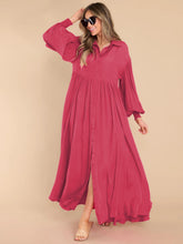 Load image into Gallery viewer, Autumn and Winter New Product Long Solid Color Dress Button Long Dress Loose Oversized Swing Skirt
