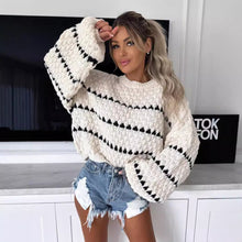 Load image into Gallery viewer, Autumn and Winter New Sweater Thick Needle Loose Plus Size Twist Striped Crew Neck Jumper Women
