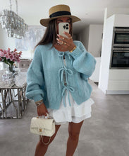 Load image into Gallery viewer, Crew Neck Lace-up Knitted Cardigan Jacket Autumn and Winter New Solid Color Commuting Simple Sweater Women
