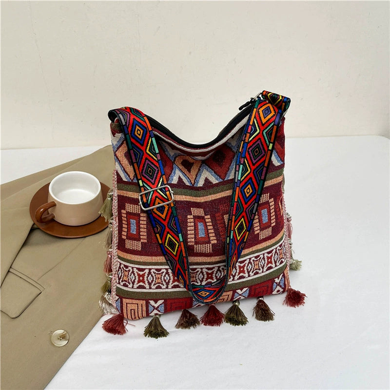 Tibetan Ethnic Style Bag Large Capacity Bohemian Shoulder Messenger Bag