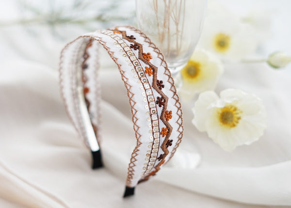 Fashionable Ethnic Style Embroidery Lace Headband Buckle, Rural Girl Style Suede Floral Fabric Headband Hair Accessories