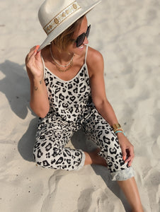 Summer New Leopard Print Loose Casual Strap Jumpsuit