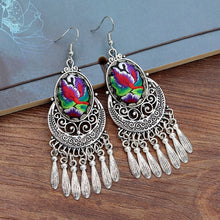 Load image into Gallery viewer, National Style Embroidered Tassel Earrings Retro Fashion Chime Earrings Ethnic Style Versatile Earrings
