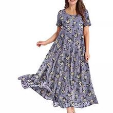 Load image into Gallery viewer, Summer Beach Medium and Long Dress Comfortable Pleated Dress Casual Loose Floral Dress
