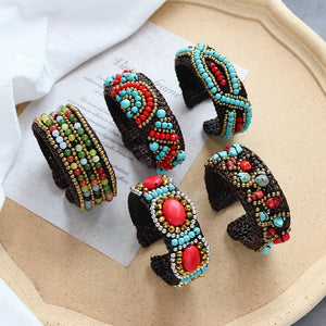 Handmade Bohemian Ethnic Style Bracelet Woven Natural Stone Retro Personalized Tibetan Bracelet Accessories