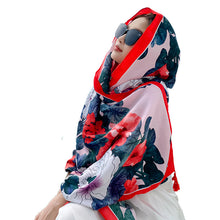 Load image into Gallery viewer, Casual Fashion Joker Personality Camellia Shawl Outdoor Travel and Play Comfortable Sunshade Cloak Shawl
