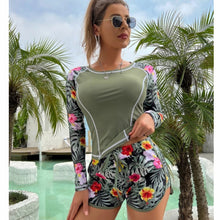 Load image into Gallery viewer, Surfing Suit Long Sleeve Anti Diving Suit Printed Flat Angle Split Conservative Swimwear for Women
