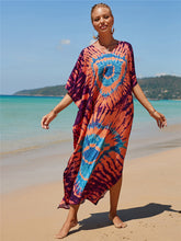 Load image into Gallery viewer, Hot Cotton Watermark Printed Beach Cover Up Robe Style Beach Vacation Sun Protection Bikini Cover Up
