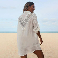 Load image into Gallery viewer, Lace Spell Bamboo Shirt Beach Blouse Sexy Hollow Sunscreen Bikini Blouse Cover Up
