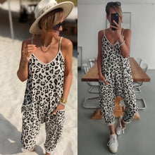 Load image into Gallery viewer, Summer New Leopard Print Loose Casual Strap Jumpsuit
