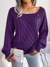 Load image into Gallery viewer, 2025 Autumn and Winter Casual Square Collar Nail Button Twist Knitted Pullover Sweater
