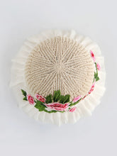 Load image into Gallery viewer, Ethnic Style Embroidery Flower Summer Visor White Brim Sun Hat Bucket Hat Sun Protection Knitted Hat
