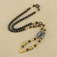 Load image into Gallery viewer, Sand Gold Pendant, Thangka with Chain, Removable Long Necklace, Six-character Motto Agate Dzi Beads, High-end Retro Chain
