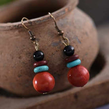 Load image into Gallery viewer, Bohemian Ethnic Style Wooden Bead Temperament Simple Retro Crystal Day Earrings
