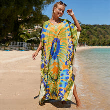 Load image into Gallery viewer, Hot Cotton Watermark Printed Beach Cover Up Robe Style Beach Vacation Sun Protection Bikini Cover Up
