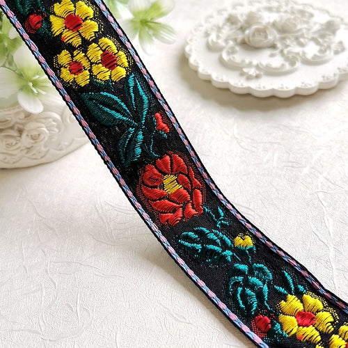 Ethnic Wind Multicolor Cotton Embroidery Flower Lace Accessories Ribbon Curtain Clothing Fabric Hand-made Decorative Materials