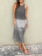 Load image into Gallery viewer, Women&#39;s Clothing Europe and The United States Summer Women&#39;s Casual Cotton and Linen Sleeveless Slit Gradual Change Dress
