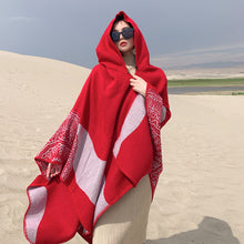 Load image into Gallery viewer, Tibetan Cold Protection Thickened Split Shawl Cloak Autumn and Winter Long Warm Scarf Women&#39;s Cloak
