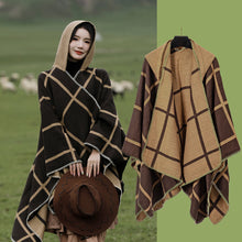 Load image into Gallery viewer, Hooded Cloak Shawl Coffee Premium Tibet Scarf
