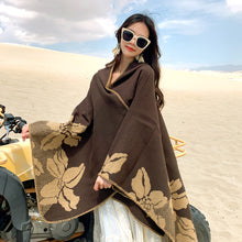 Load image into Gallery viewer, Tibetan Cold Protection Thickened Split Shawl Cloak Autumn and Winter Long Warm Scarf Women&#39;s Cloak
